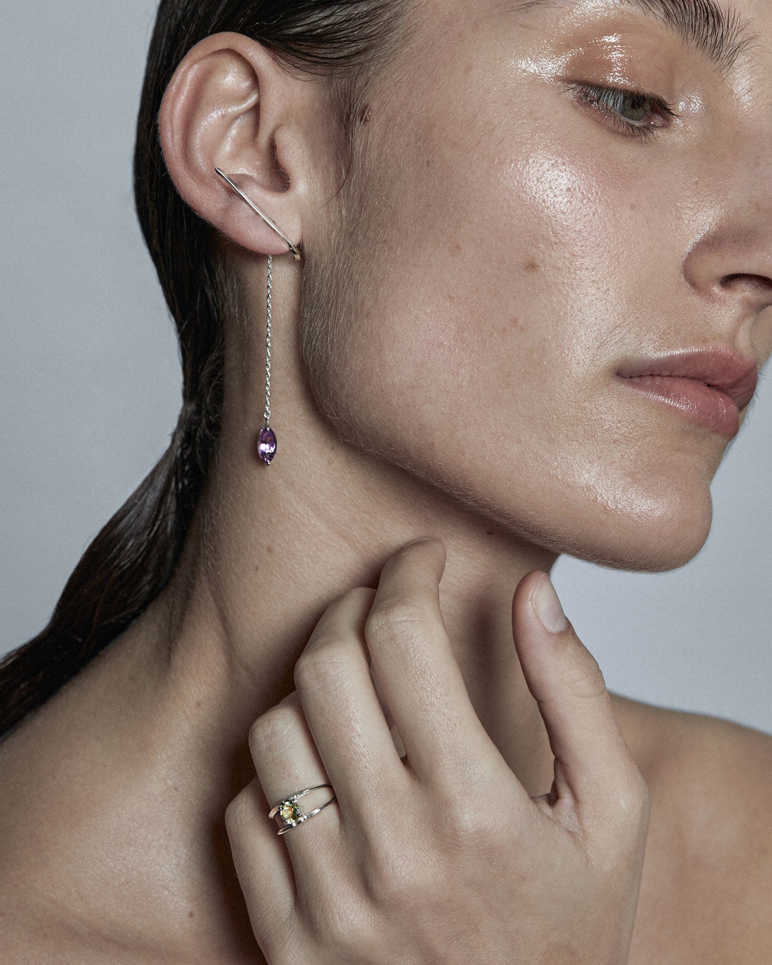 PURPLE HANGER EARRING