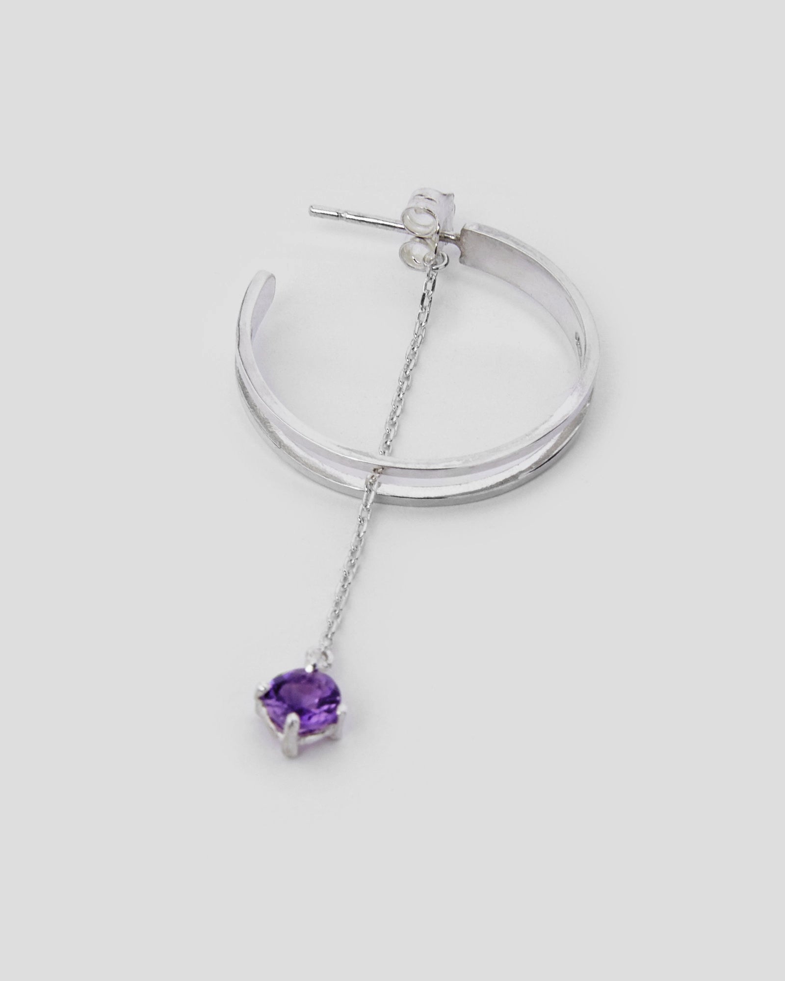 PURPLE PENDAL HOOP EARRING